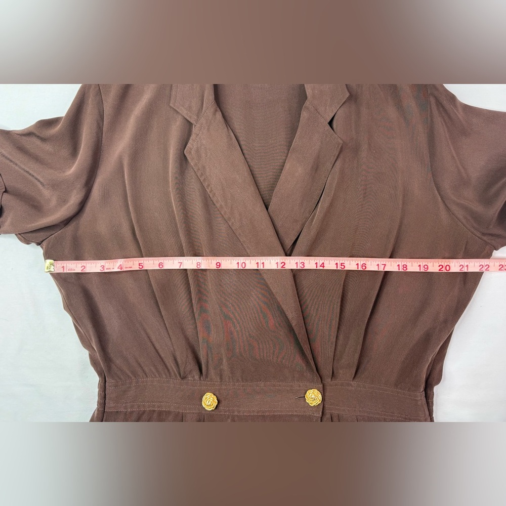 Robbie Bee Silk Chocolate Brown Maxi Length Wrap Dress Short Sleeve Size 12 - Picture 5 of 7